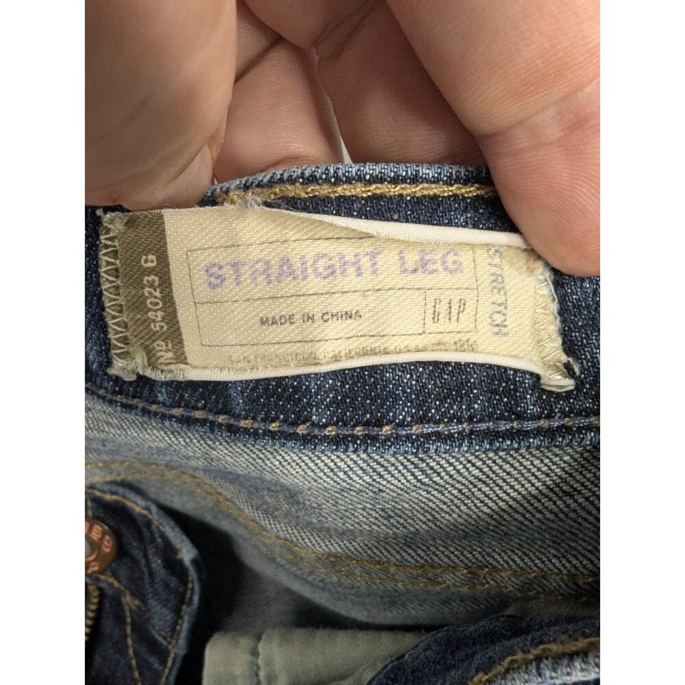 Gap Jeans Womens Size 10 Blue Classic Straight Leg Stretch Low Rise Whiskers Y2K - Picture 14 of 16